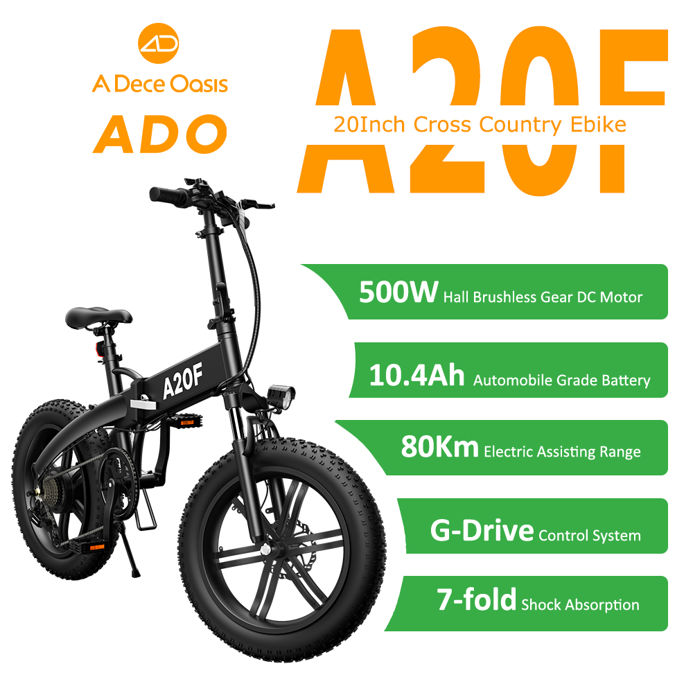 ADO A20F 500W folding electric bicycle city bike exercise mountain bike folding fat bike ebike