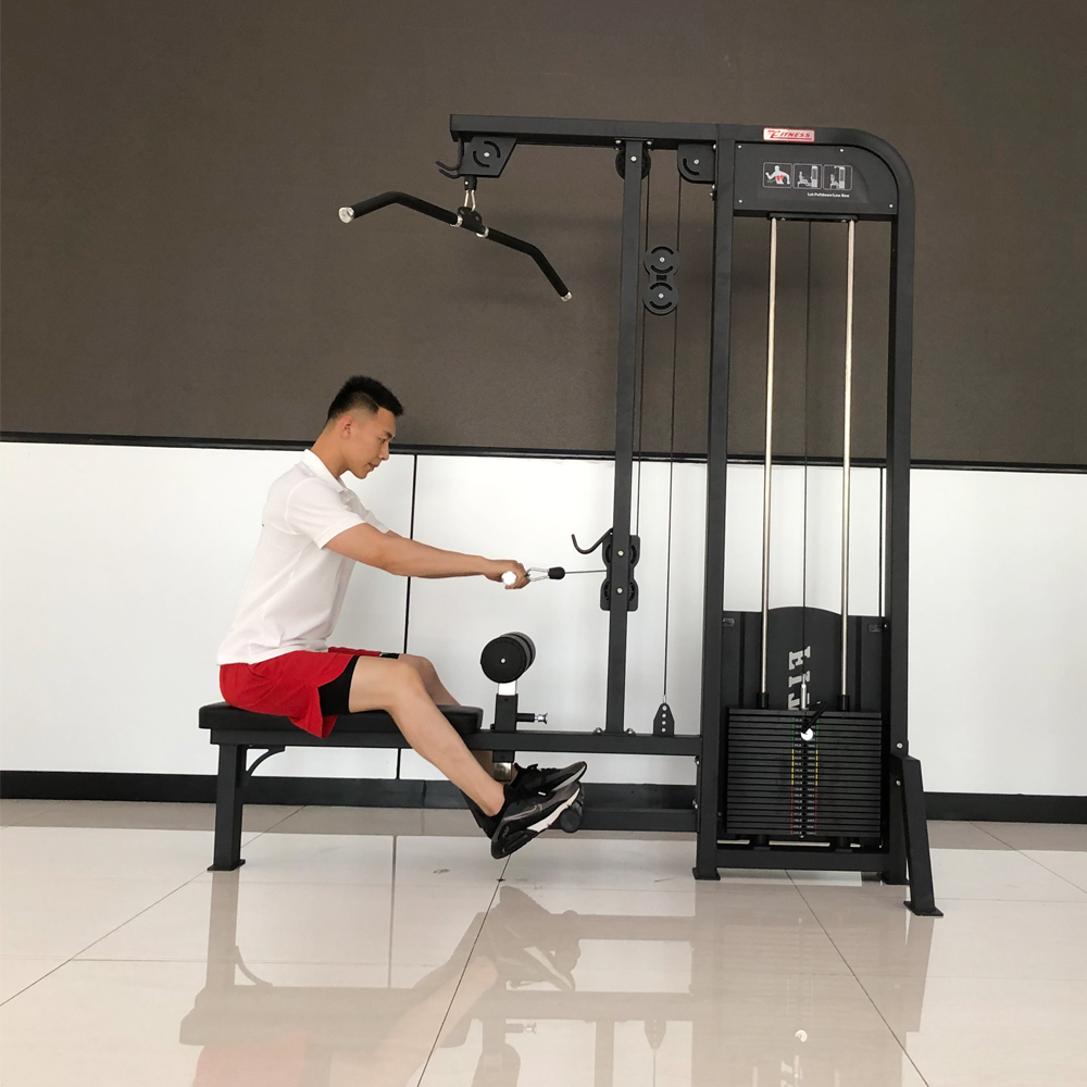 Popular Sports Gym Equipment Pin Loaded Dual Function Lat Pulldown And Low Row Machine