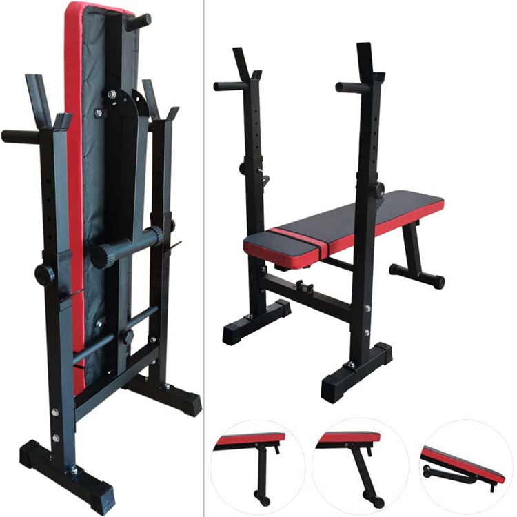 Fitness Adjustable Weightlifting Bed Gym Equipment Barbell Dumbbell Squat Rack Sports Foldable weigh