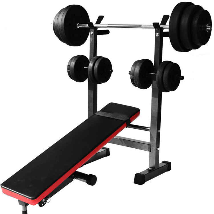 Fitness Adjustable Weightlifting Bed Gym Equipment Barbell Dumbbell Squat Rack Sports Foldable weigh