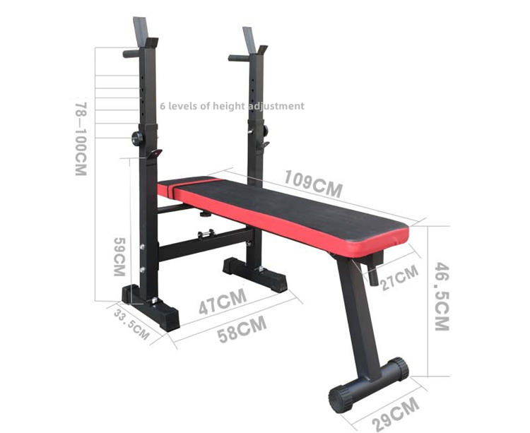 Fitness Adjustable Weightlifting Bed Gym Equipment Barbell Dumbbell Squat Rack Sports Foldable weigh