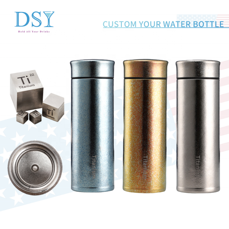 wholesale custom exclusive 99% Titanium alloy steel vacuum insulated Titanium water bottle for campi