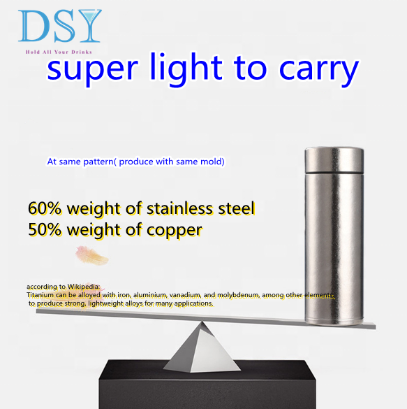 wholesale custom exclusive 99% Titanium alloy steel vacuum insulated Titanium water bottle for campi
