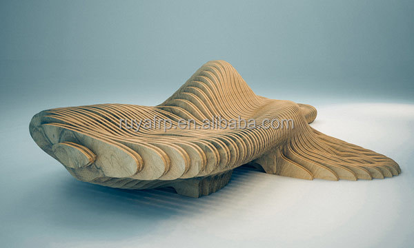 Interior Architect Parametric Wood Furniture Bench Design Commercial Mall Seat