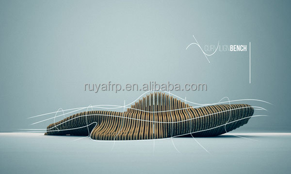 Interior Architect Parametric Wood Furniture Bench Design Commercial Mall Seat