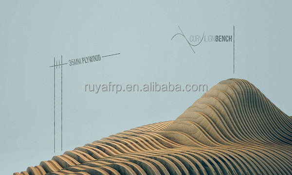 Interior Architect Parametric Wood Furniture Bench Design Commercial Mall Seat