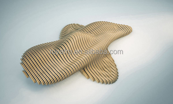 Interior Architect Parametric Wood Furniture Bench Design Commercial Mall Seat
