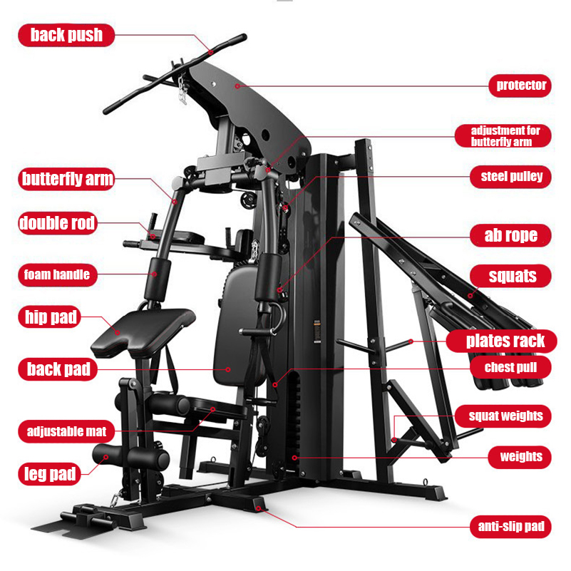 Fitness Equipment 3 People Station Gym Equipment Multi-Functional Training Equipment Weightlifting F