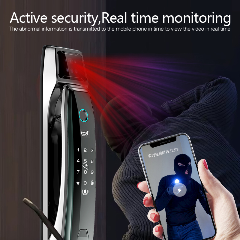 Full automatic electronic password lock home fingerprint lock Smart face Fingerprint door lock