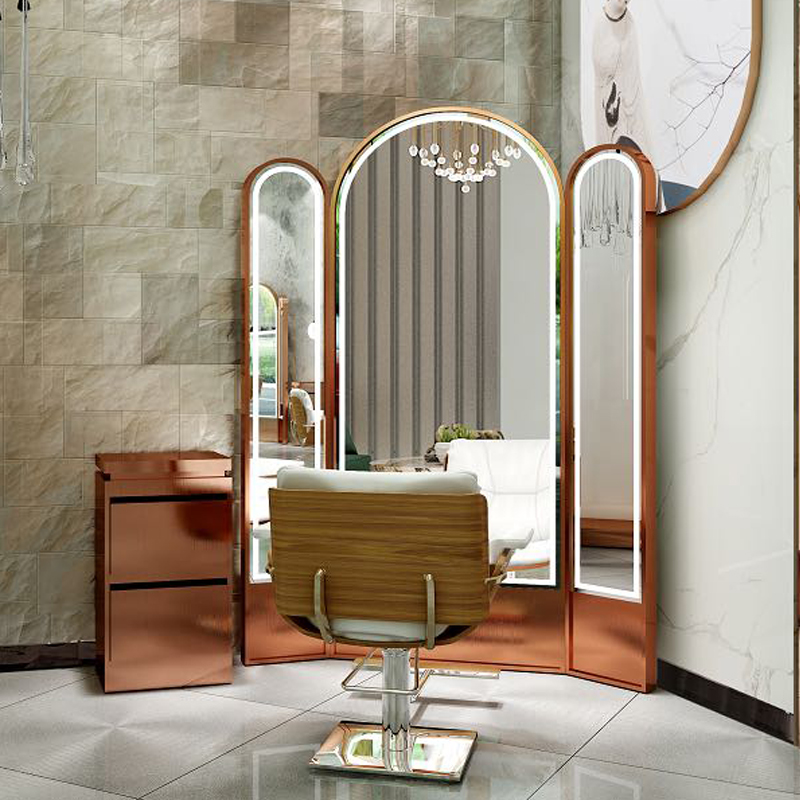 Retro Barber Shop Hair Salon Table Makeup Single Side Frame Hair Salon Landing Tool Mirror