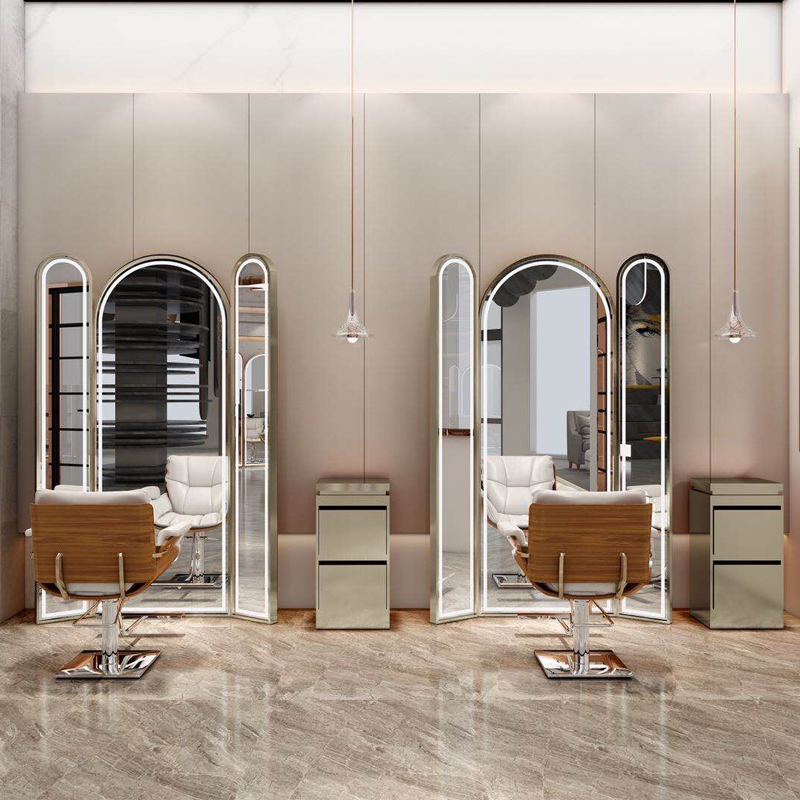 Retro Barber Shop Hair Salon Table Makeup Single Side Frame Hair Salon Landing Tool Mirror