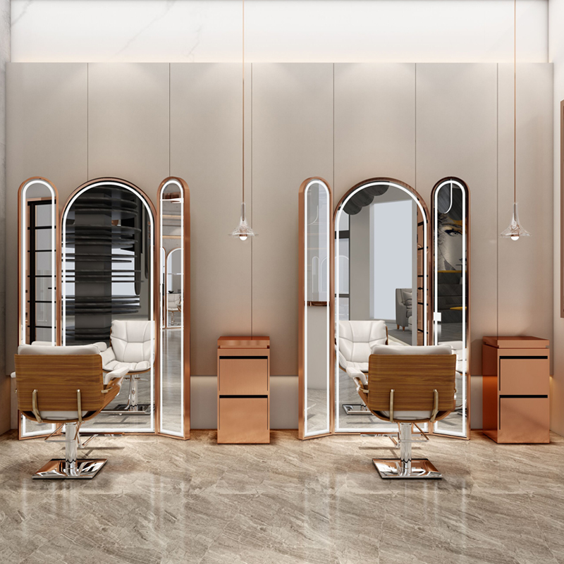 Retro Barber Shop Hair Salon Table Makeup Single Side Frame Hair Salon Landing Tool Mirror