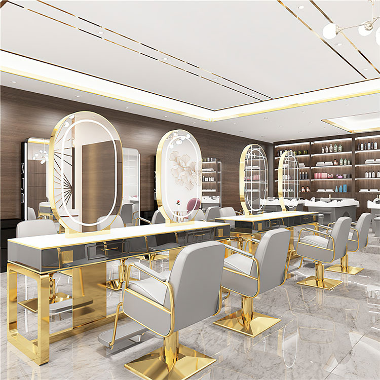 Salon Mirror Table Hair Salon Tool Hair Special Retro Illuminated Makeup Dressing Table Barber Hair 