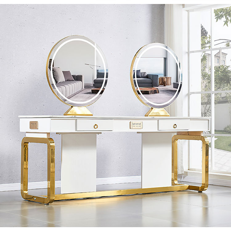 Salon Mirror Table Hair Salon Tool Hair Special Retro Illuminated Makeup Dressing Table Barber Hair 