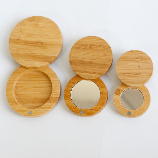 Eco-friendly empty Loose powder box case luxury Loose powder case bamboo round powder box makeup emp