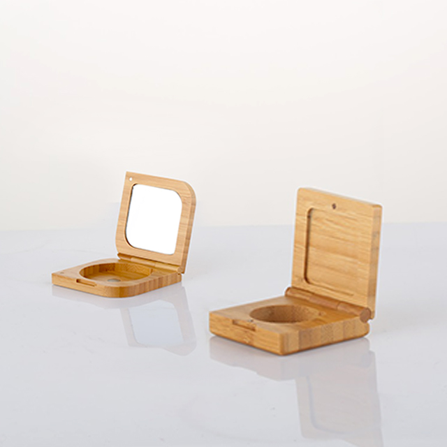 Eco-friendly empty Loose powder box case luxury Loose powder case bamboo round powder box makeup emp