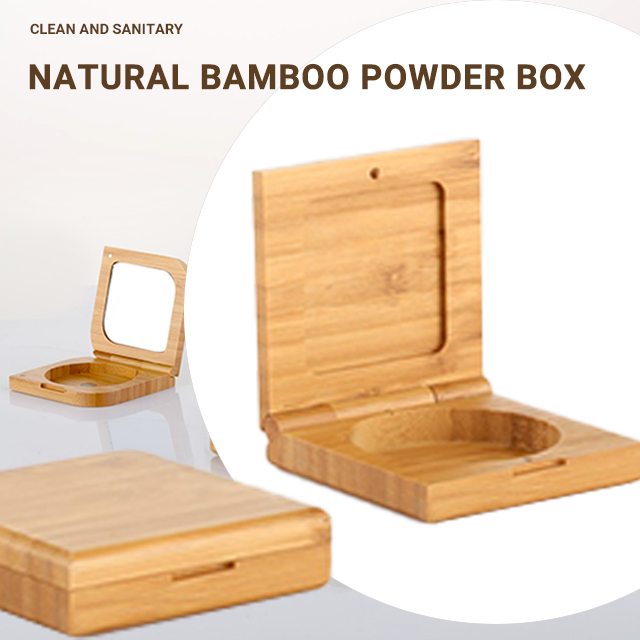 Eco-friendly empty Loose powder box case luxury Loose powder case bamboo round powder box makeup emp