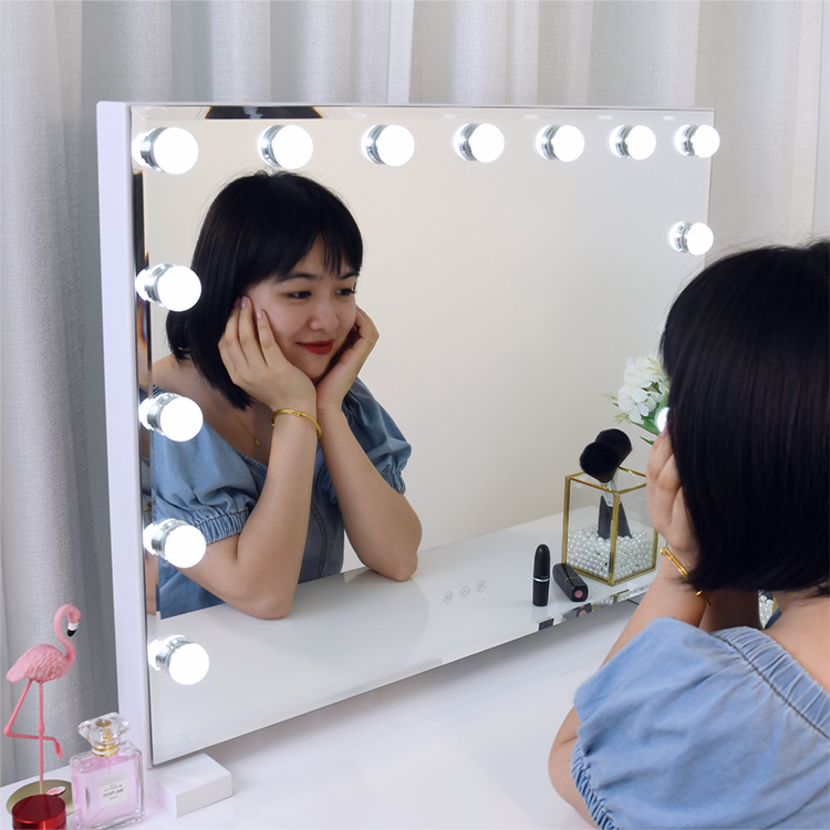 Best Seller Fashion Style Rechargeable Vanity LED Desktop Hollywood Makeup mirror with LED Bulbs