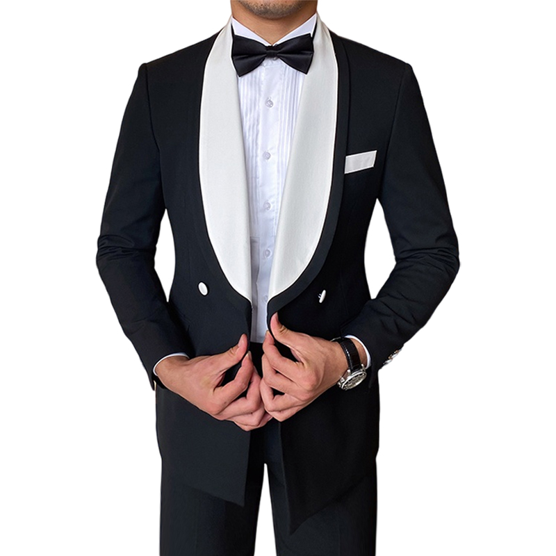 British banquet wedding green fruit collar dress set slim black and white stitching petty bourgeois 