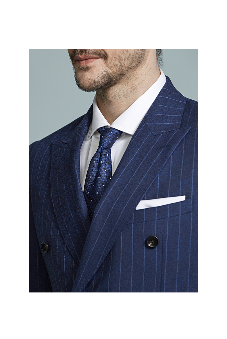 Pure wool men's Suits Blue Stripe bridegroom's wedding dress slim suit suit