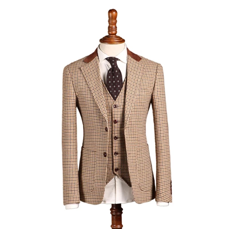 Latest Design MTM made to measure man suit custom handmade Slim Fit 100% Wool White Striped Black Su