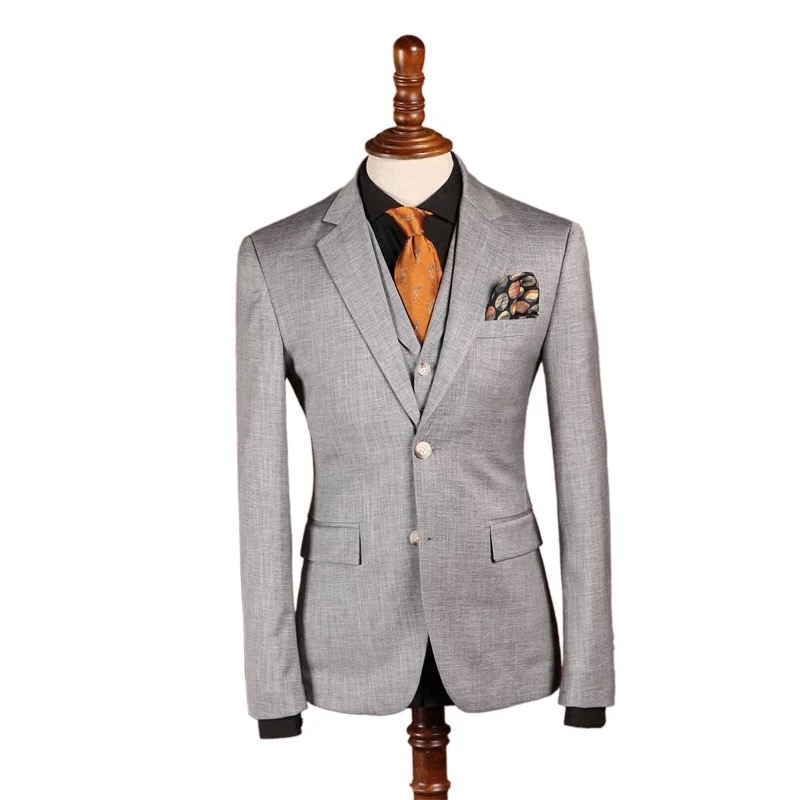 Latest Design MTM made to measure man suit custom handmade Slim Fit 100% Wool White Striped Black Su