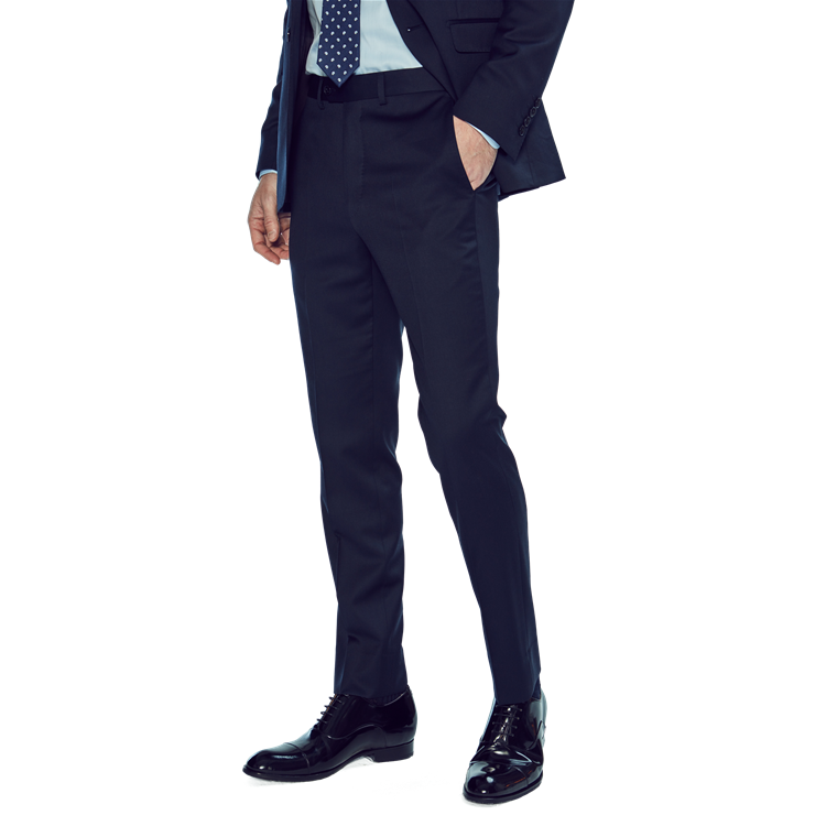 Custom High Quality Luxury Wool Navy Blue Formal Business Dress Clothes 2 Pieces Pant Coat Set Slim 