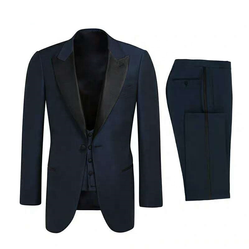 Men's blue  single breasted Men'S Dress Suits black men suit