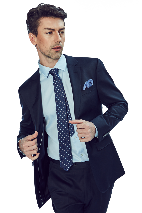 Custom Designer Wool Navy Blue Formal Business Dress 2 Pieces Pant Coat Set Slim Fit Suits for Men