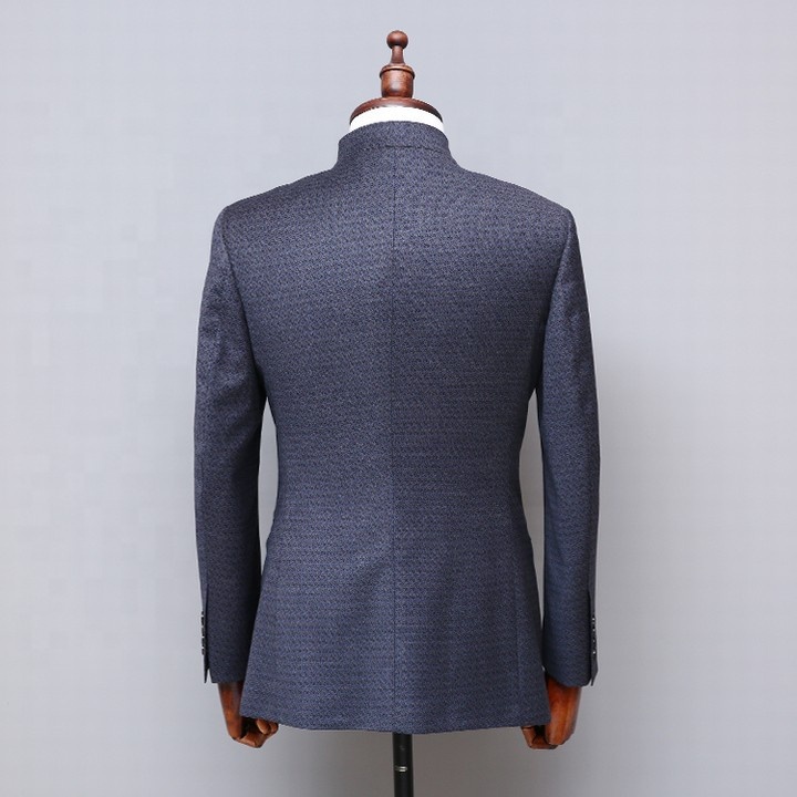 2019 latest design chinese style round neck mandarin suit men slim fit blazer from china