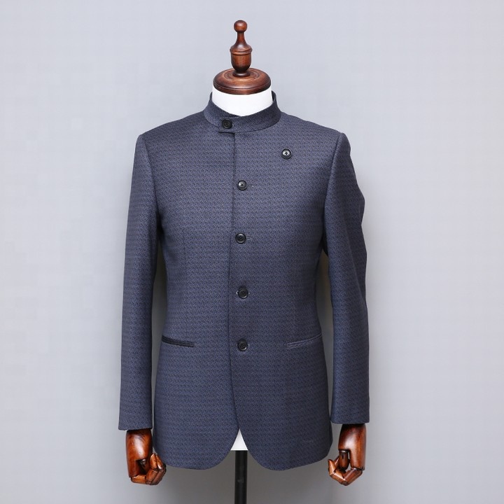 2019 latest design chinese style round neck mandarin suit men slim fit blazer from china