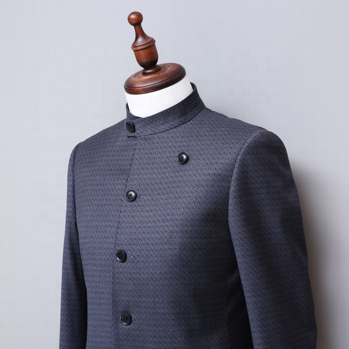 2019 latest design chinese style round neck mandarin suit men slim fit blazer from china