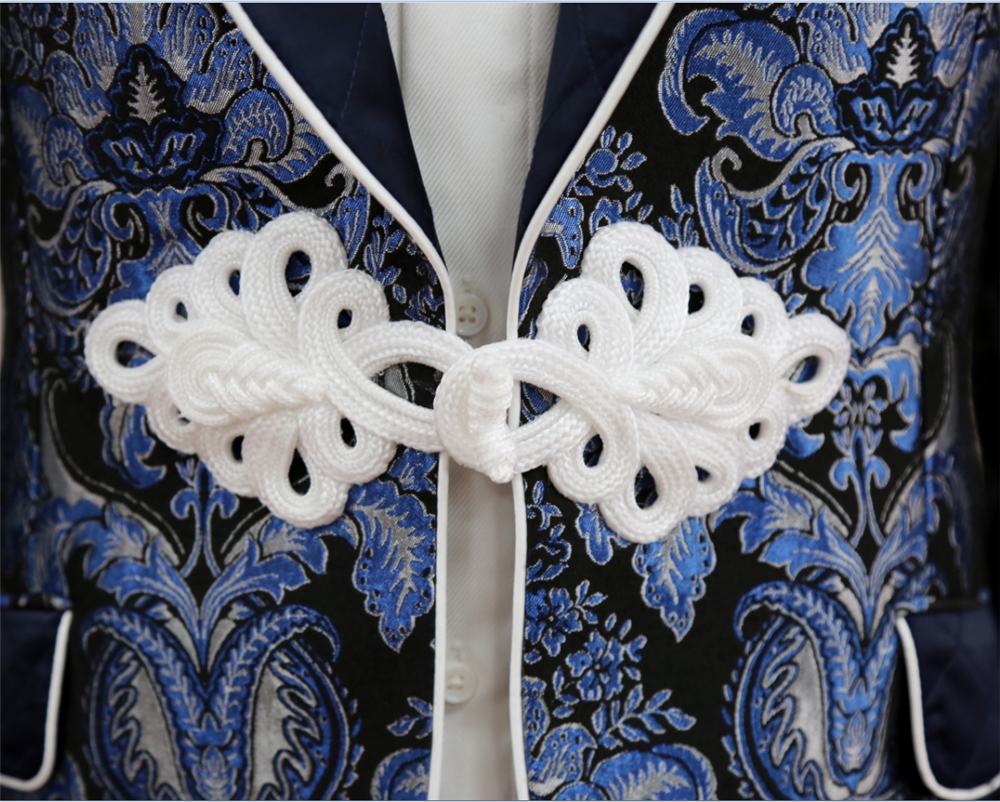 2 pieces Groom Blue Jacquard Mens Wedding Suit Tuxedo Suits