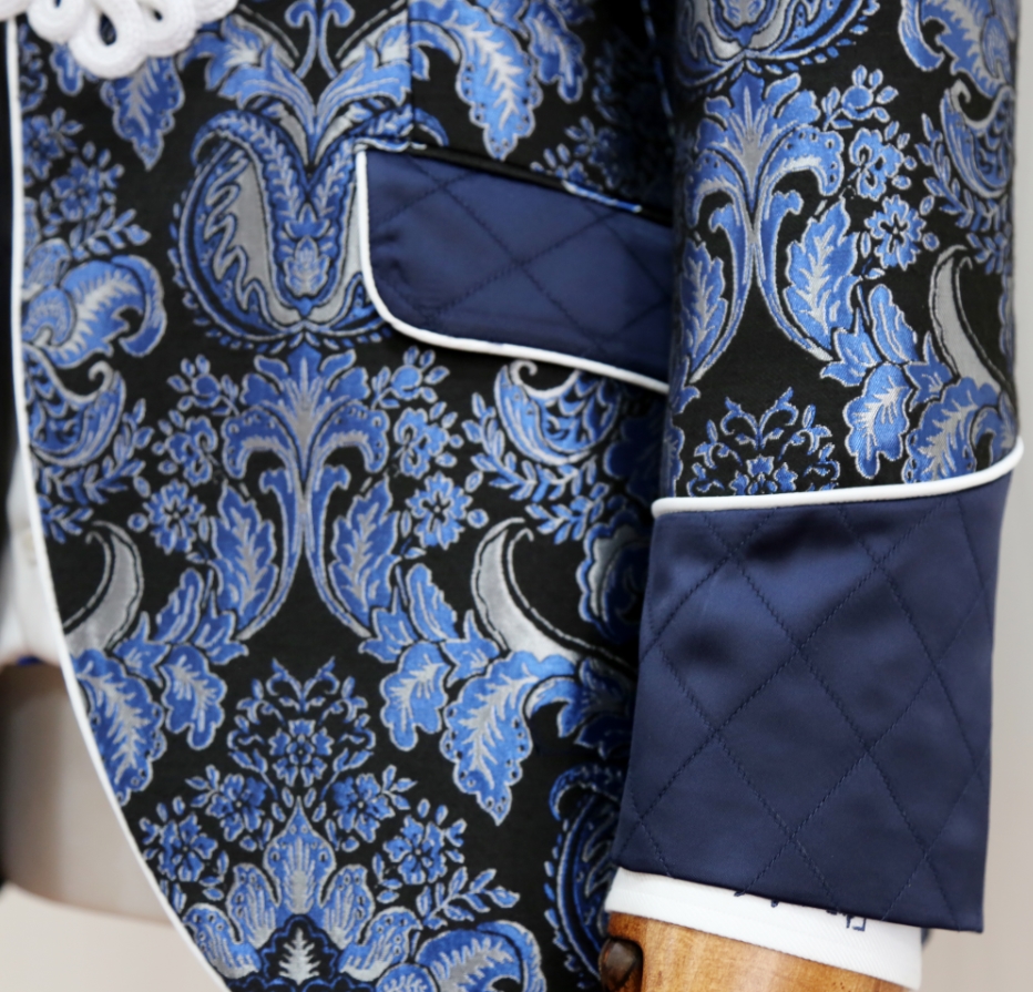 2 pieces Groom Blue Jacquard Mens Wedding Suit Tuxedo Suits