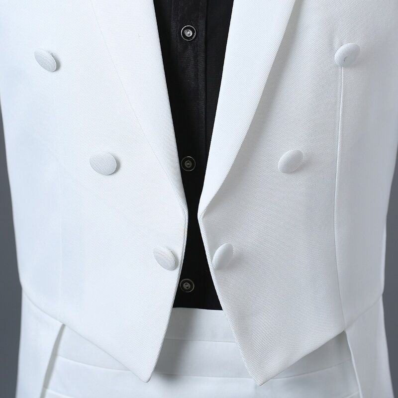 Elegant Tuxedo Dinner Wedding Suit White Wedding Suits With Black Silk Collar White Tuxedo For Men