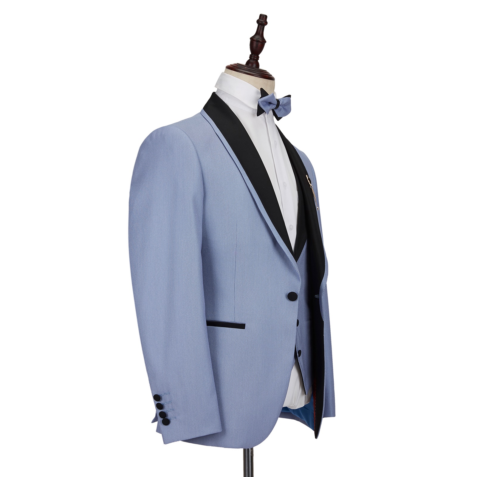 New design custom italy wool business sky blue suit blazers for men