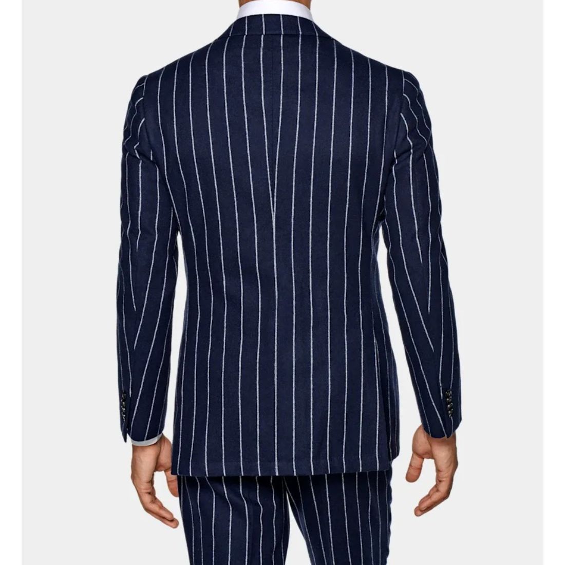 Awesome And Stylish Mid Blue Stripe Havana Suit Soft Wool Cashmere Blend Wedding Wear Men's Suit Coa