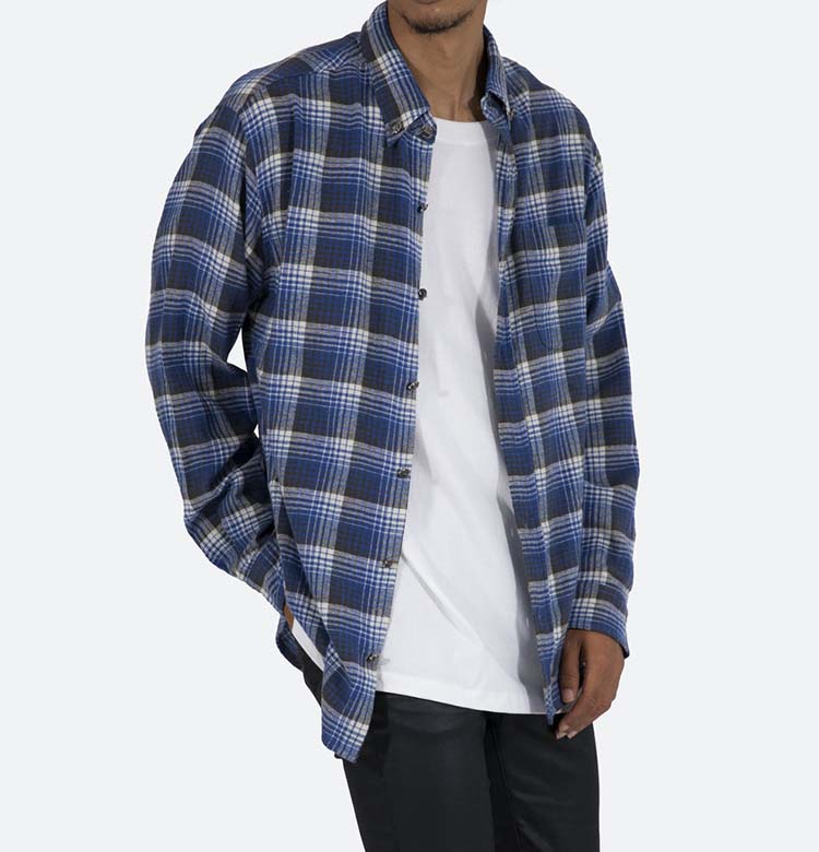 Shirt Factory Custom 100% Cotton Long Sleeve Wholesale Plaid Flannel Shirt Men