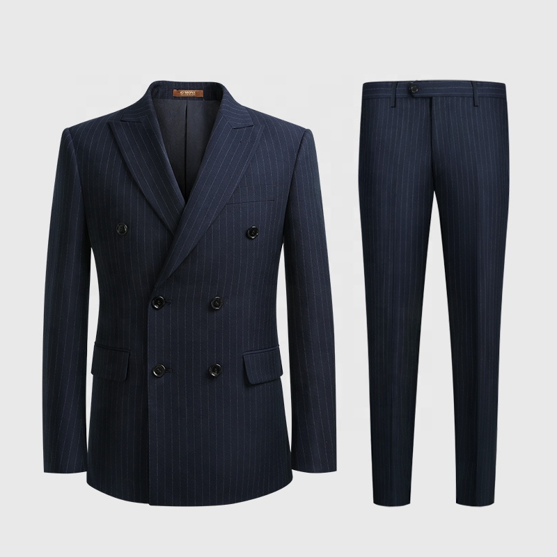 Vintage Gary Vertical Stripes Men Suits Double Breasted Groom Suits For Wedding Wear