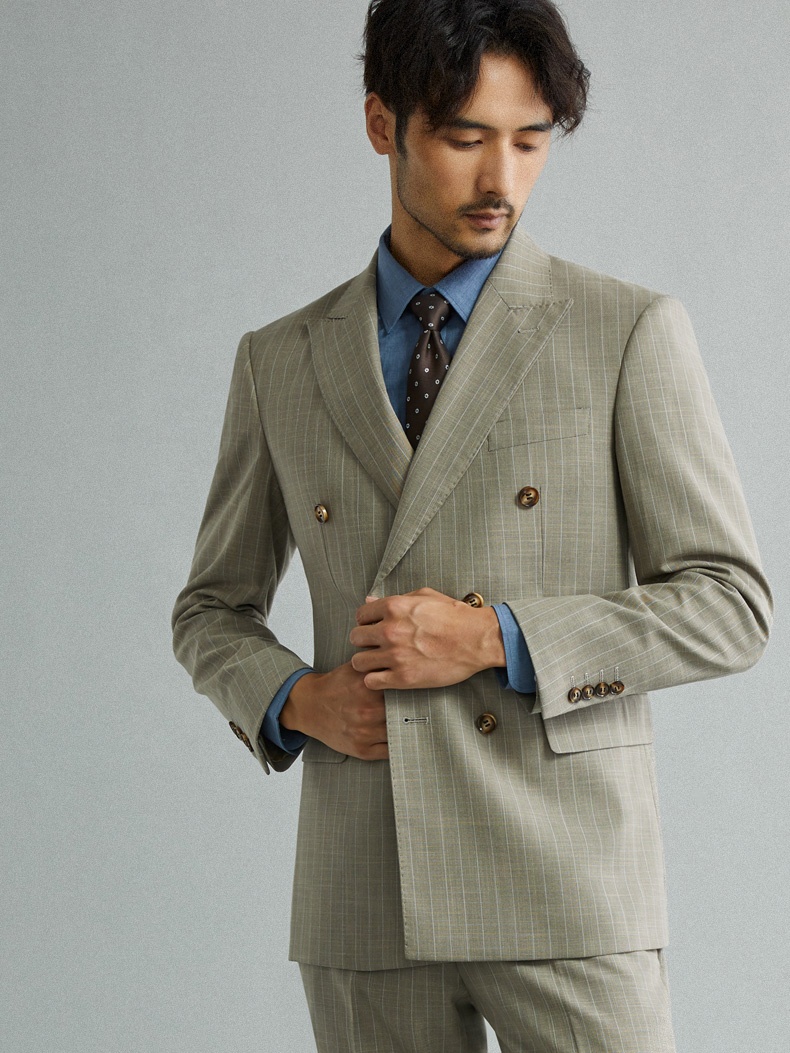 Vintage Gary Vertical Stripes Men Suits Double Breasted Groom Suits For Wedding Wear