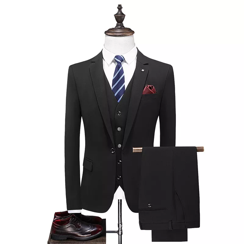 2022 New Custom Suit Suit Three-Piece Color Formal Dress Solid Color Groom Suit