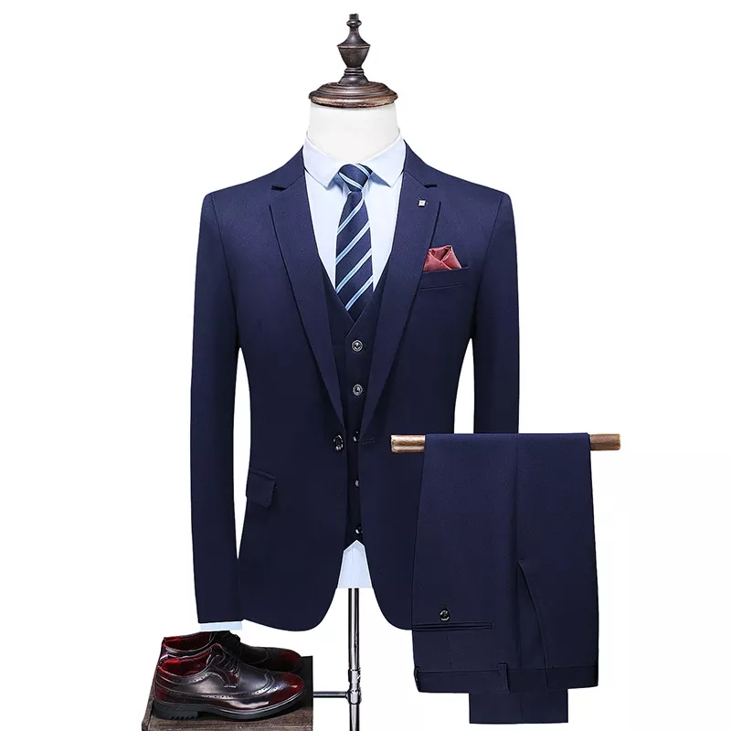 2022 New Custom Suit Suit Three-Piece Color Formal Dress Solid Color Groom Suit