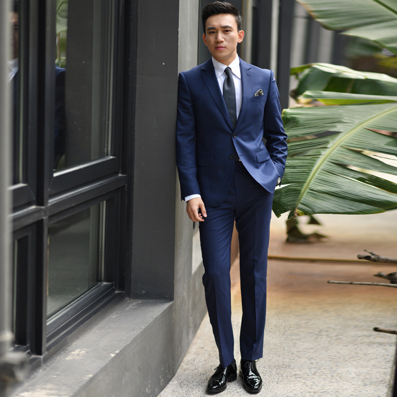 High Quality Custom Formal 2 Piece Men's Business Wool Blazer and Pants Wedding Party Men's Suit