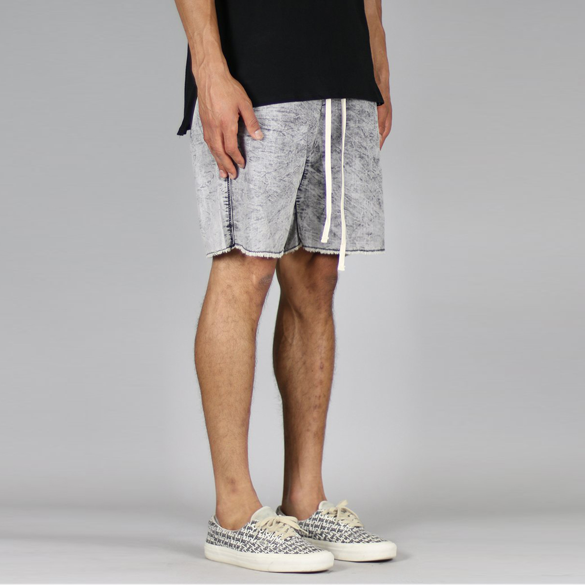 Custom Stone Wash Denim Jeans Elastic Waist Men Sh
