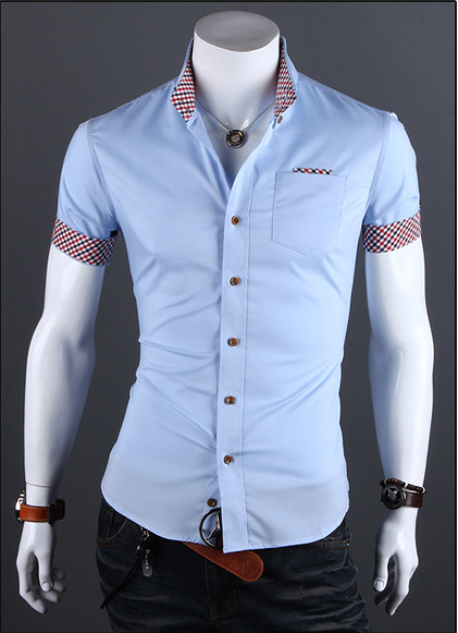 Amazon Wholesale Mens Short Sleeve Shirt Plaid Shi