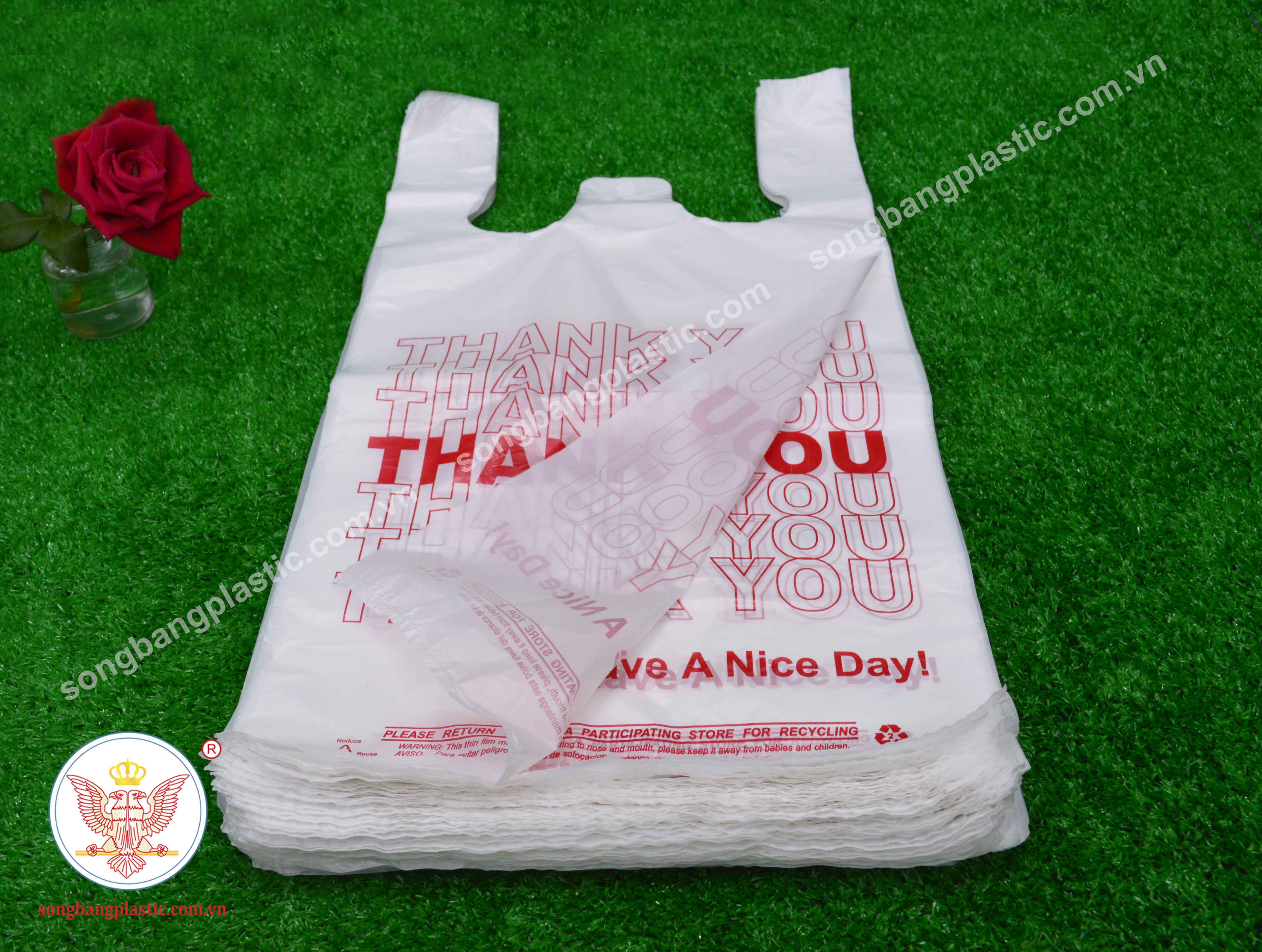Environmentally friendly Heavy duty LDPE HDPE thank you vest carrier plastic bags / T-shirt plastic 
