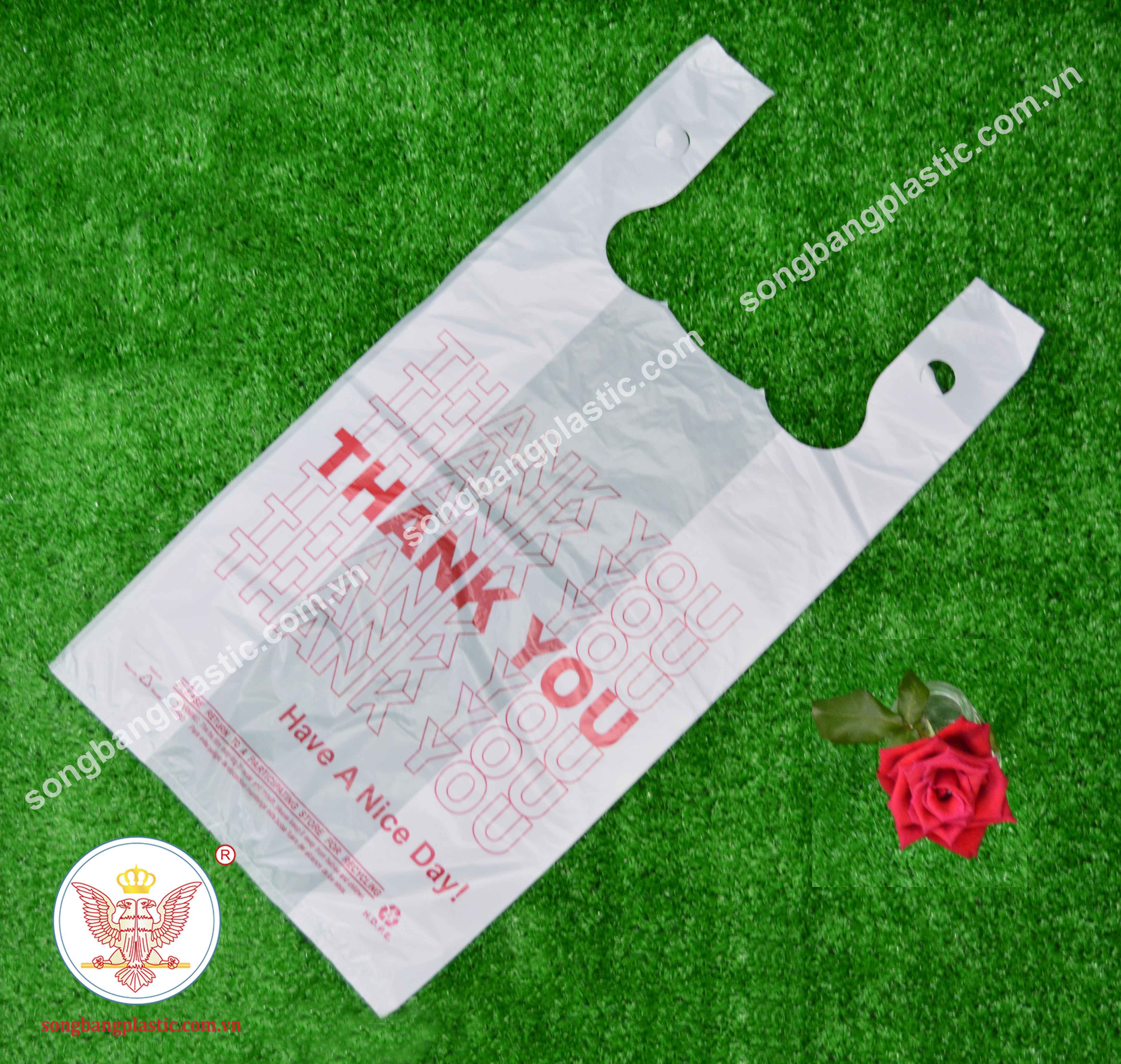 Environmentally friendly Heavy duty LDPE HDPE thank you vest carrier plastic bags / T-shirt plastic 