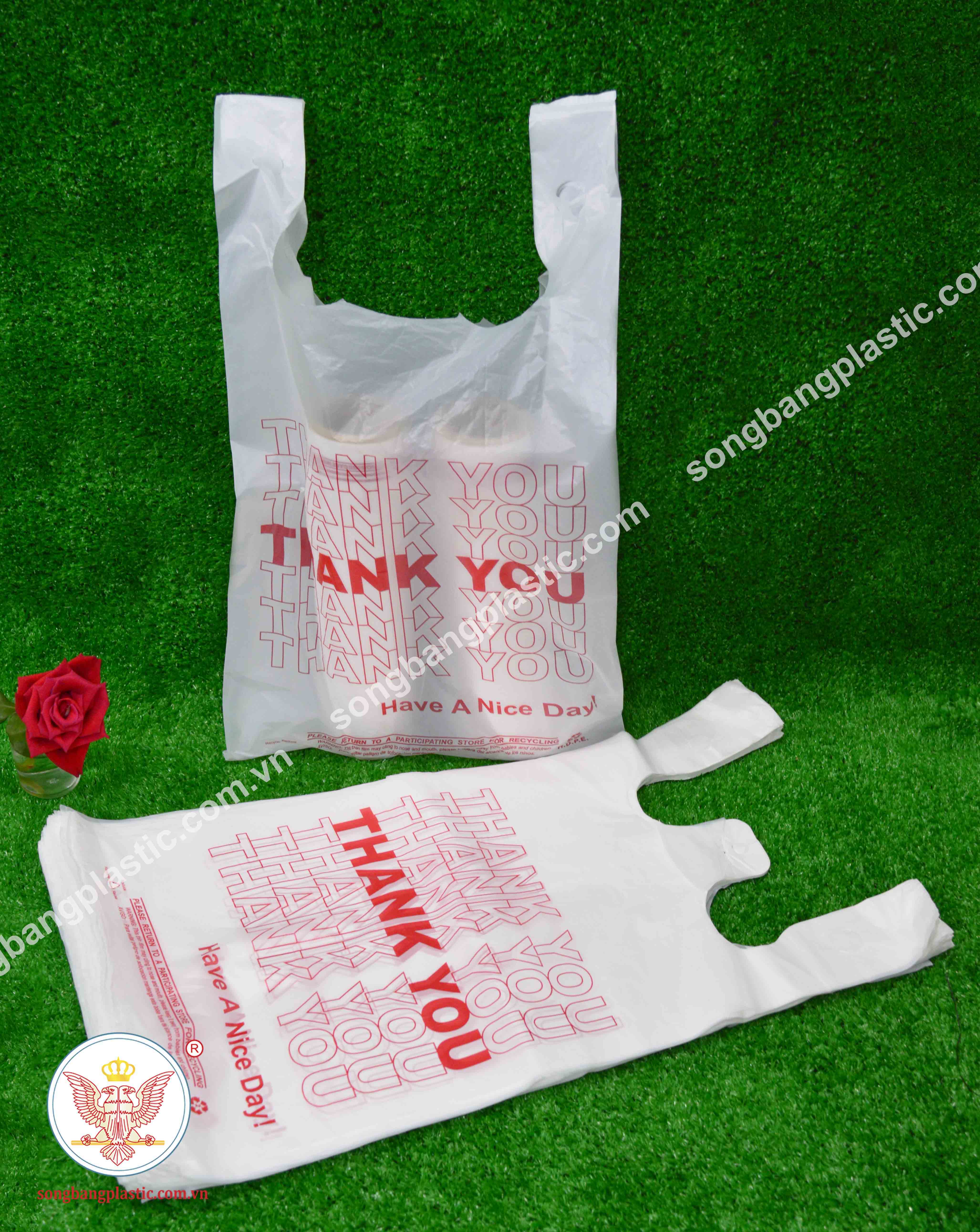 Environmentally friendly Heavy duty LDPE HDPE thank you vest carrier plastic bags / T-shirt plastic 