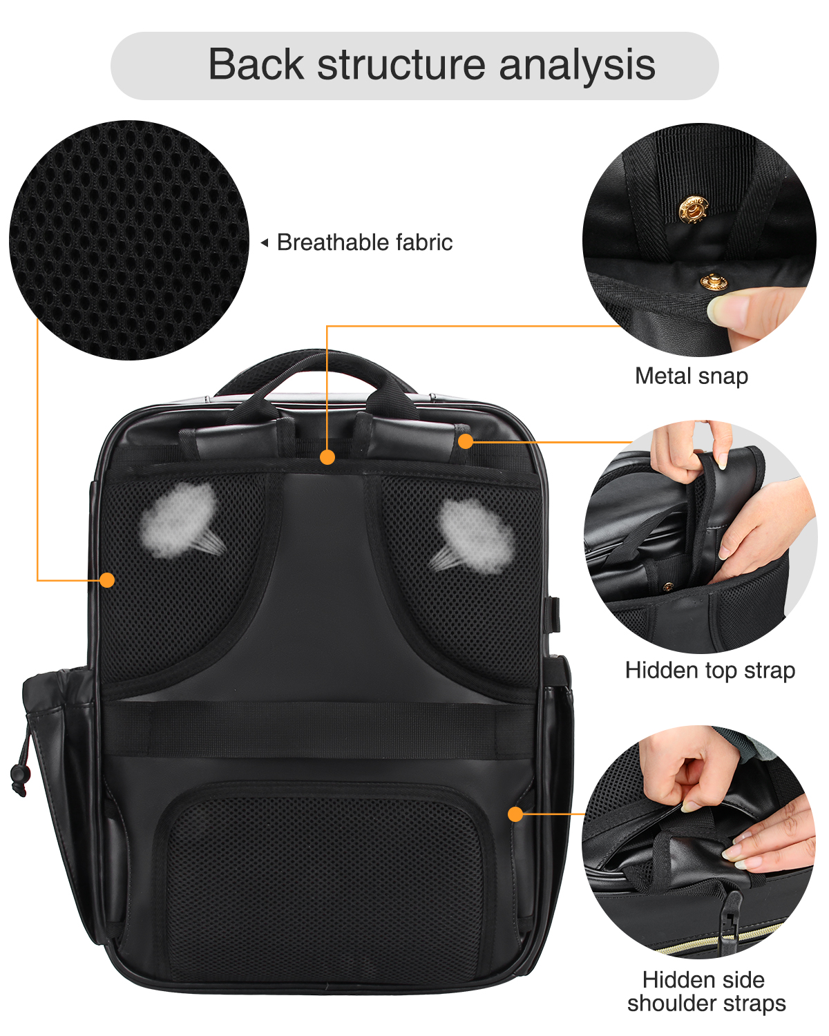 Relavel Professional Makeup Backpack Extra Large Leather Cosmetic bag Black Makeup Organizer for Cos