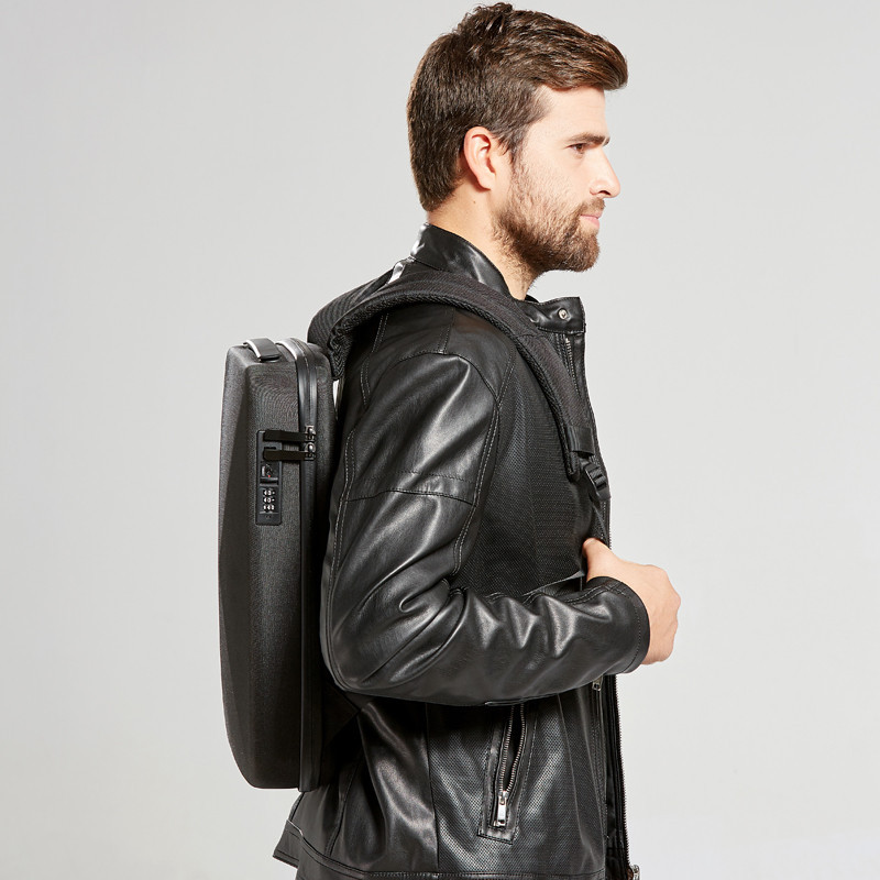 men ultra-thin fashion high-end business shoulder password lock black anti-theft laptop backpack bag